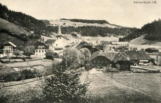 Ansichtskarte «Röthenbach i/E.»; Phot. F. Aeschlimann, Langnau; abgestempelt «RÖTHENBACH (EMMENTHAL), 6.VIII.26»; gelaufen nach Luzern