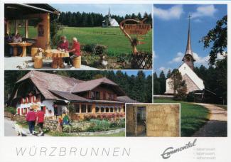 Ansichtskarte «Würzbrunnen»; Kafi-Träff Schöpfli beim Kirchlein zu Würzbrunnen; Fotos und Verlag: Hans Kern, 3537 Eggiwil; Ausgabejahr unbekannt; ungelaufen